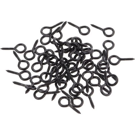 50 Ganchos de Ojo Tornillos Resistentes y Versátiles Negros (1/5)