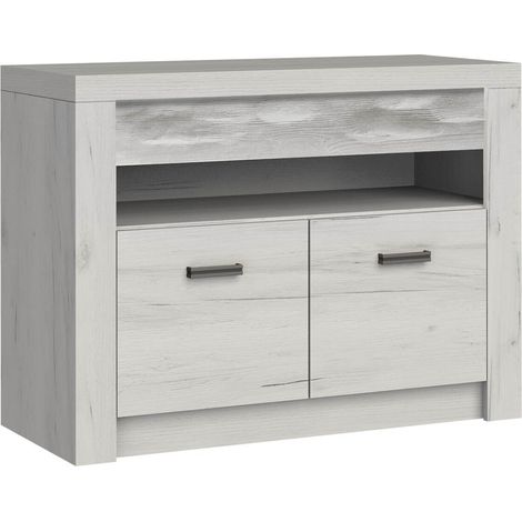 Mueble TV Serfeno 107, Arte blanco, Número de puertas: 2, Número de cajones: 0, 96x73x42cm