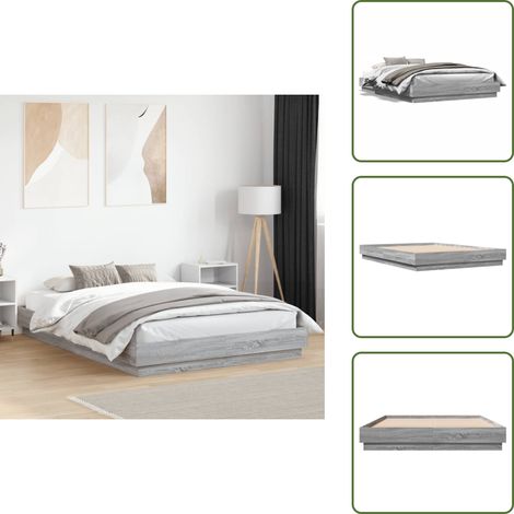 The Living Store Bettgestell Grau Sonoma 160x200 cm Holzwerkstoff - Holzbettfundament - Bettrahmen Grau - Doppelbett Gestell - Boxspring Rahmen - Bettgestell 160x200 (1/5)