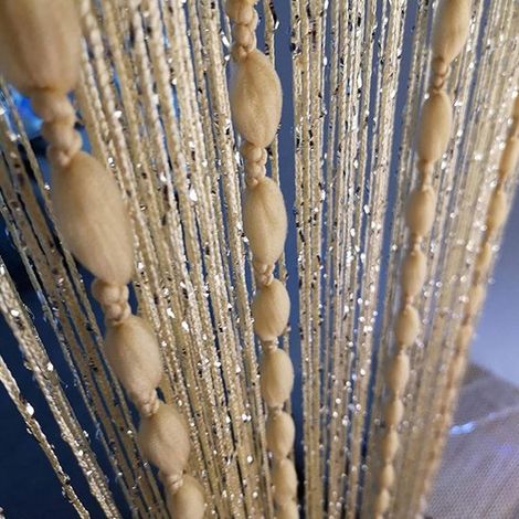 Rideau de perles pour porte, rideau moustiquaire 100 x 200 cm, beige, pour chambre d'enfant ou salon. (1/5)