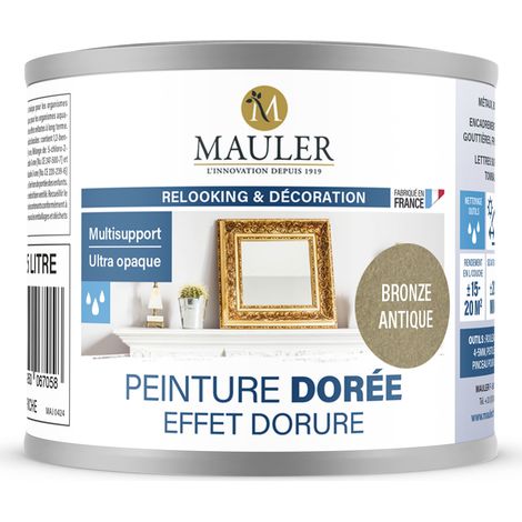 Peinture effet dorure multisupport - 0,5L Bronze Antique - Qualité air A+ - Peinture dorée Mauler