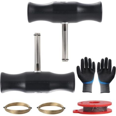 Pair Lntyq 5 Pièces Outil de Retrait de Pare-Brise, Kit d'Outils de Dépose de Pare-Brise, Kit de Démontage du Pare-Brise, Kit d’Enlèvement de Pare-bris avec Fil de Coupe de Verre avec 1 Paire de Gants