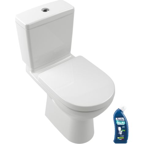 Villeroy & Boch – WC à poser O.novo avec abattant frein de chute QuickRelease – Cuvette en porcelaine – Chasse ECO FLUSH 3/6L – Sortie horizontale