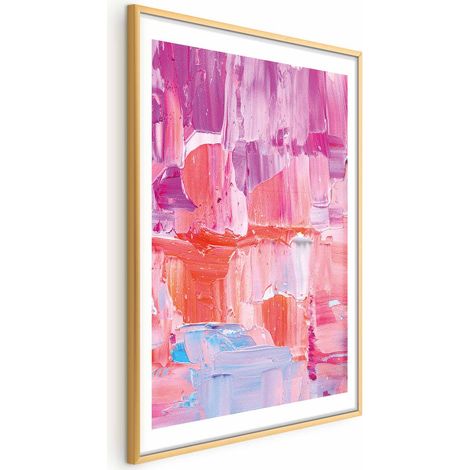 Poster – Farbenfrohe Striche – intensive Rosa- und Lilatöne auf Leinwand (1/4)