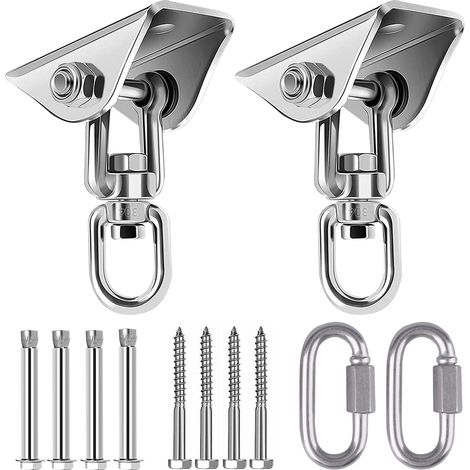 Lot de 2 Crochets de Plafond pour Fauteuil Suspendu pivotant à 360 ° - Charge maximale : 450 kg - pour balançoire, Sac de Frappe - pour hamac, béton, Bois, Sac de Boxe (1/5)