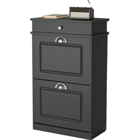 Scarpiera dal design compatto, elegante soluzione per riporre gli oggetti, nera (1/2)