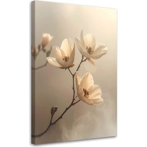 Cuadro en Lienzo Ramita de flores en beige (botánica) 20x30 (1/5)