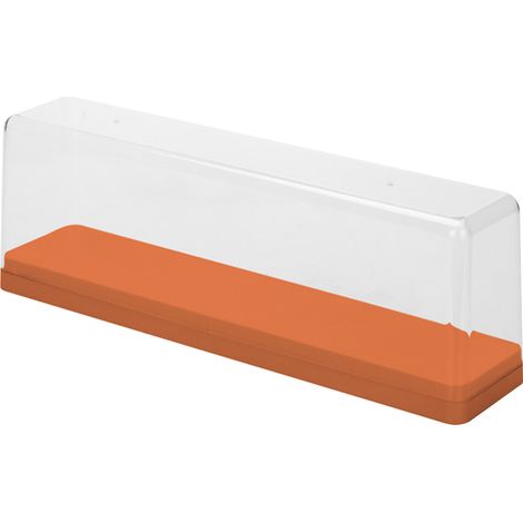 Boîte de rangement pour figurines d'action, empilable, anti-poussière, transparente, orange, vitrine de collection de poupées dessin animé (1/5)