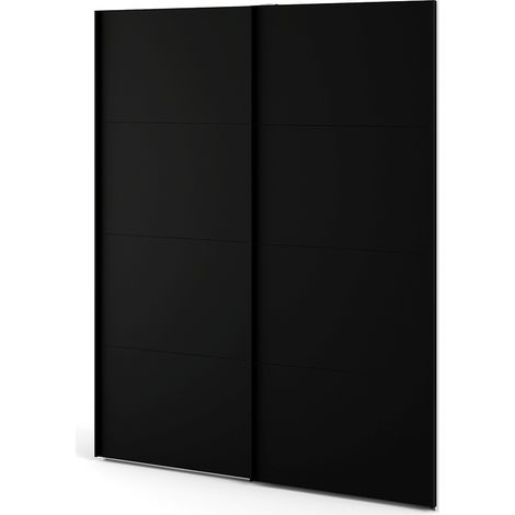 Firenze Kleiderschrank Schiebetürschrank mit 2 Türen, weiß / mattschwarz.