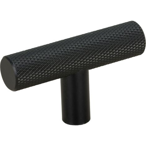 Pomolo per mobile ringhiera in metallo scanalato nero (1/4)