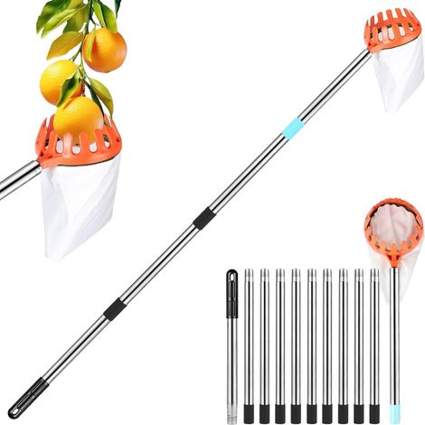 Raccoglifrutta telescopico da 4,2 m, strumento per la raccolta della frutta con sacchetto di cotone, raccoglifrutta telescopico per la raccolta di mele, ciliegie, pere, pesche (1/5)