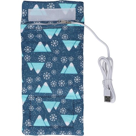 Chauffe-biberon USB portable, sac isotherme compact avec thermostat pour voyages et extérieur, motif flocon. (1/5)