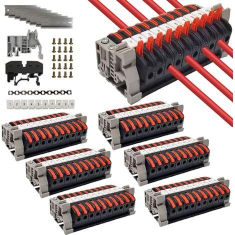 60 Pièces Bornier Electrique, Electrique Terre, Connecteur Rapide, Borne de Connexion électrique, pour Projets Bricolage Câblage - (1/5)