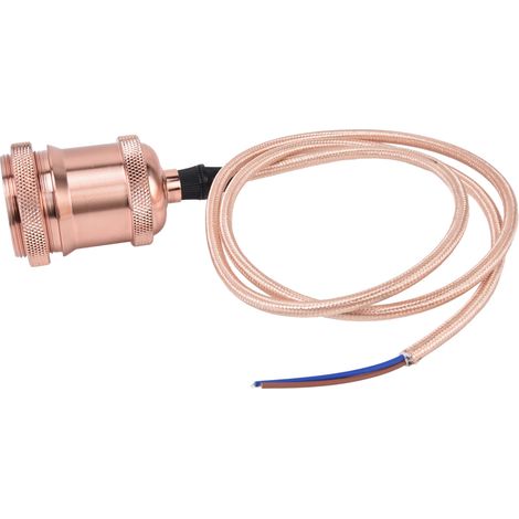 Retro-Pendelleuchte aus Aluminium, E27-Gewindefassung mit Kabel, LED-Deckenleuchtenfassung (Leuchtmittel nicht enthalten) (100-240 V), Roségold.