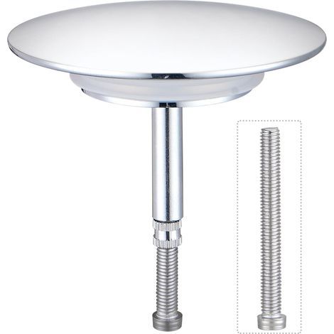 1 - Bouchon de baignoire - Bouchon de vidange - Réglable en hauteur avec double joint - Pour évacuation standard - Chromé - 72 mm (1/5)