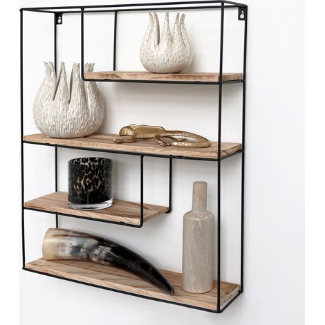 Perchero de pared de metal negro - Rectángulo - 55x45x11 cm (1/5)