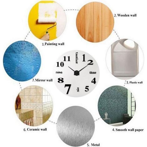 Horloge Murale Design Moderne - Horloge Murale 60cm-120cm - Silencieuse DIY Home Office Htel Décoration (argent) (1/3)