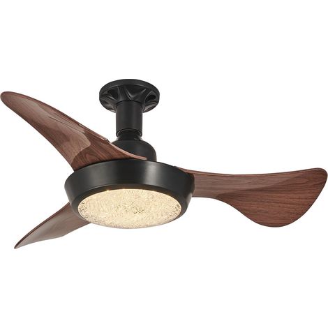 Petit Ventilateur Plafond Avec Lumiere 3 Vitesses Ventilateur De Plafond Silencieux Avec Lumiere Et Telecommande Dimmable Lampe Ventilateur, Noyer (1/5)