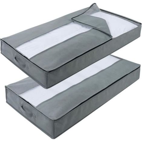 Sac de Rangement sous Lit - 2pièces - Gris - Closet Organizer Sac Souple - Pliable - 39,5 x 19,8 x 7,1 pouces