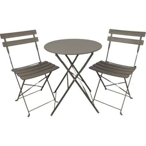 Set Tavolo e 2 Sedie Pieghevoli da Giardino per Esterno Bistrot Tortora (1/5)