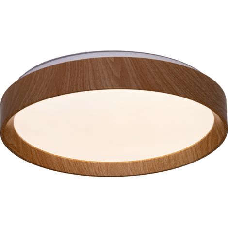 ALPINALUZ  Plafón LED de Techo 30W Ø40cm CCT 3000K-6000K, Efecto Madera, Luz Regulable - Modelo "LUNADA"