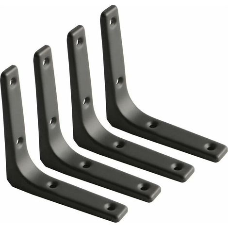 Wall Shelf Bracket, Matte Black Metal Bracket, Heavy Duty Bracket, 100mm100mm, 4pcs (1/5)