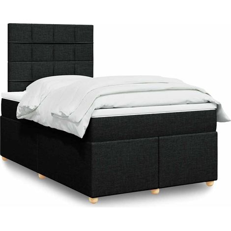 Sommier à lattes de lit avec matelas Noir 120x200 cm Tissu (1/5)