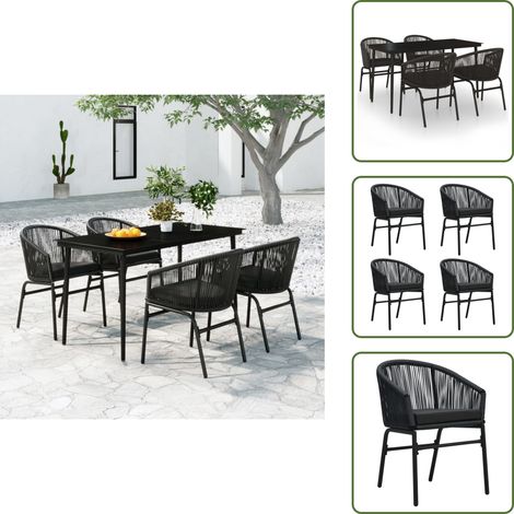 Cuscini per seduta - vidaXL Set da Pranzo per Giardino 5 pz Nero - Tavolo in vetro