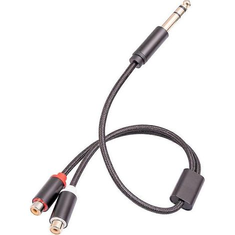 Câble adaptateur audio mâle 6,35 mm vers double RCA femelle Lotus, câble répartiteur RCA femelle vers jack 6,35 mm, câble 6,35 mm vers RCA (1/5)