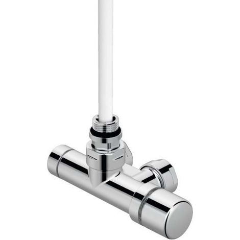 Zehnder Accessoires - Vanne d'angle 1 point SET K, 1/2, avec tête de commande à droite, entrée à gauche, entraxe 50 mm, chrome