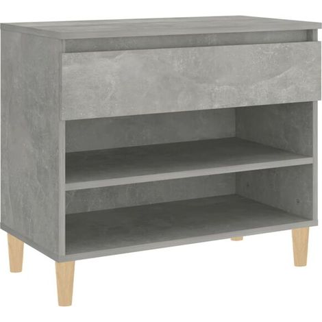 Meuble à chaussures, gris ciment, 70x36x60 cm, bois d'ingénierie. (1/5)