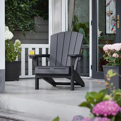 Dmora - Gartenstuhl Creston, Gartensitz, Outdoor-Stuhl, Outdoor-Sessel, 80x93 h93 cm, Anthrazit (1/4)