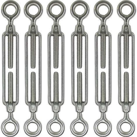 Lot de 6 tendeurs à œillet M6 en acier inoxydable 304, accessoires pour voile d'ombrage, tension de câble renforcée, antirouille, tendeur O à O (1/5)