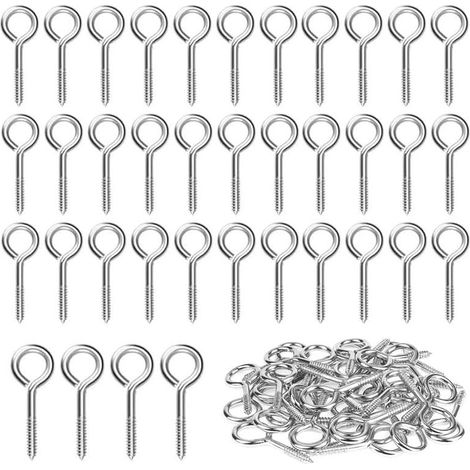 40 Stück M3-Einschraub-Ösenschrauben aus Edelstahl 304, selbstschneidende runde Ösenschrauben, Ringschrauben, Ösenhaken, Ösenbolzen, Schraubhaken, 40 mm (1/5)