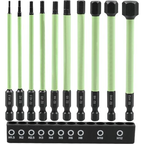 10 Stück 100 mm 1/4" S2 lange Sechskant-Schraubendreherbits für H1.5/2/2.5/3/4/5/6/7/8/10/12 Akku-Schraubendreherbits (1/5)