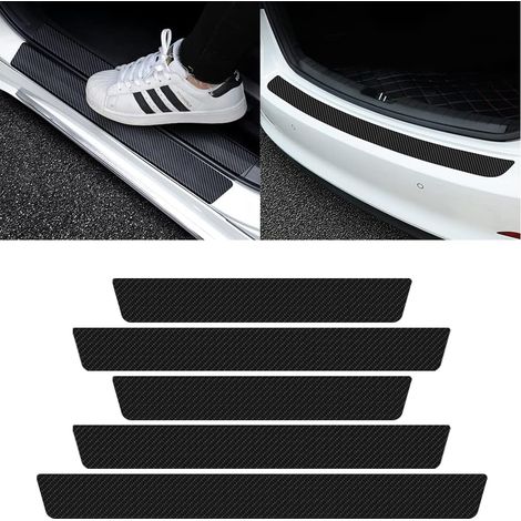 4 Pièces Voiture De Carbone Autocollant Protection, 1 Pièce Seuil Protection De Coffre, Bandes Anti-Rayures Et Anti-Saleté Pour Seuil De Porte Avant Et Arrière Protection Contre Les Rayures (1/5)