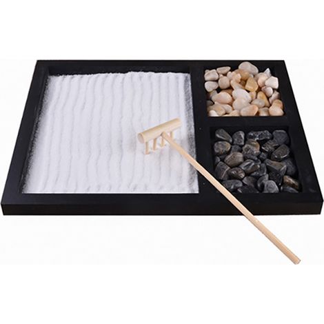 Table de méditation miniature avec râteau, sable et pierres, décoration zen pour bureau maison (1/5)