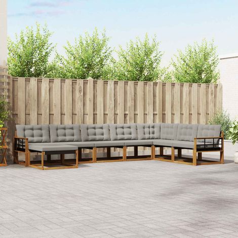 vidaXL Outdoor-Sofagarnitur mit Kissen 8 pcs Natürlich und Hellgrau (1/5)