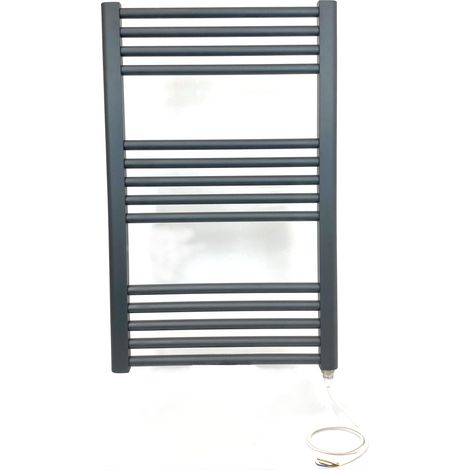 York 500 x 800mm Anthracite Electric Flat Towel Rail Bathroom Radiator With Controller