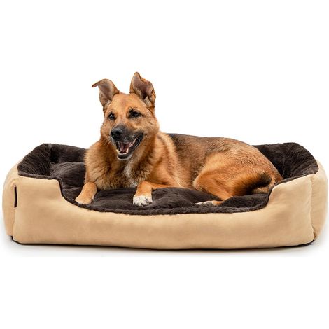 Panier pour Chien avec Coussin réversible, 90 x 70 cm, Beige/Brun (1/5)
