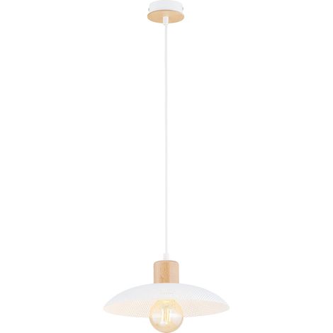 Sospensione Nordica Kobe 1 Luce In Legno E Acciaio Bianco (1/5)