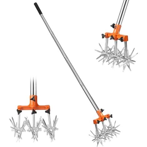 Cultivateur rotatif avec poignée réglable en acier inoxydable, gyroscope rétractable, dents amovibles pour ameublir et mélanger la terre (1/5)