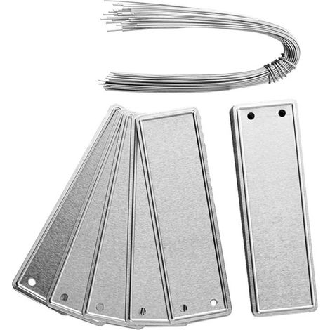 Lot de 50 étiquettes imperméables en aluminium pour marqueurs de plantes avec fils de 15,2 cm (1/5)