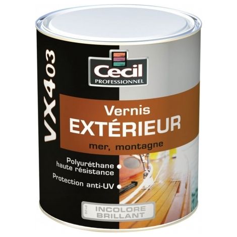 Vernis extérieur polyuréthane 1L – Protection U.V. et intempéries – Film sec incolore brillant – Pour bois noble – Cecil (1/2)