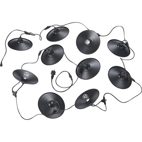 Guirlande lumineuse LED décorative d'extérieur noire E27 blanc chaud L 650 cm (1/3)