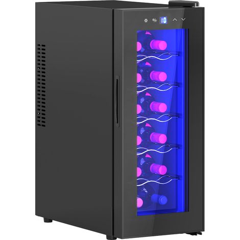 HOMCOM Cantinetta Vino Frigo per 12 Bottiglie Ripiani Regolabili Display Touch (1/5)
