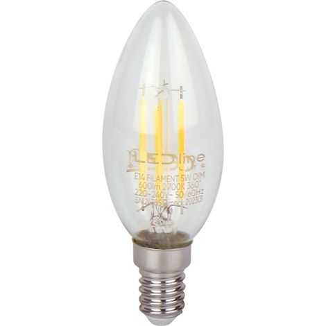 LED line LITE LED-Glühbirne E14 5W 2700K 600lm 220-240V FILAMENT C35 CANDLE DIMMBAR (1/4)