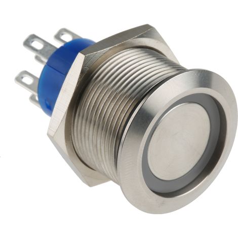 Bouton-poussoir lumineux, LED Rouge, 3 A, 5 A, Montage panneau (1/4)