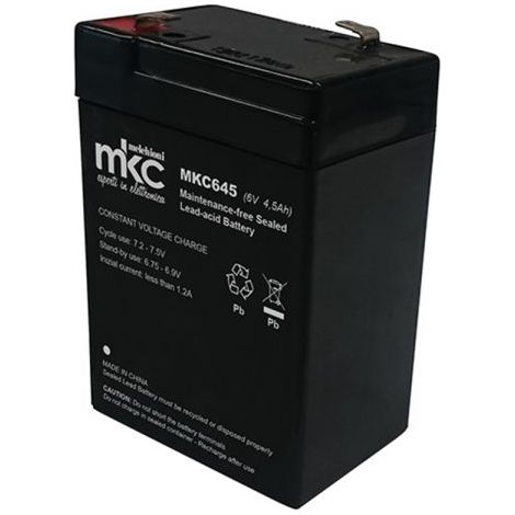 MKC batteria piombo ricaricabile 6V 4,5Ah misure 70x47x101mm - MKC645