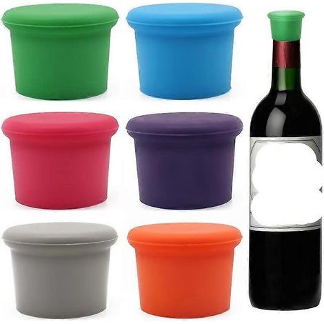 Bouchons de bouteille, 6 bouchons de bouteille de vin réutilisables en silicone, pour conserver la pulpe du vin mousseux et du champagne (1/5)